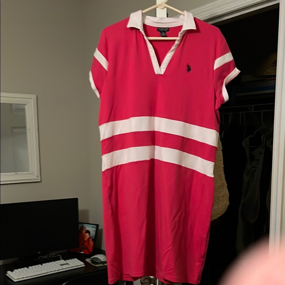Polo by Ralph Lauren Pink and White Mini Dress